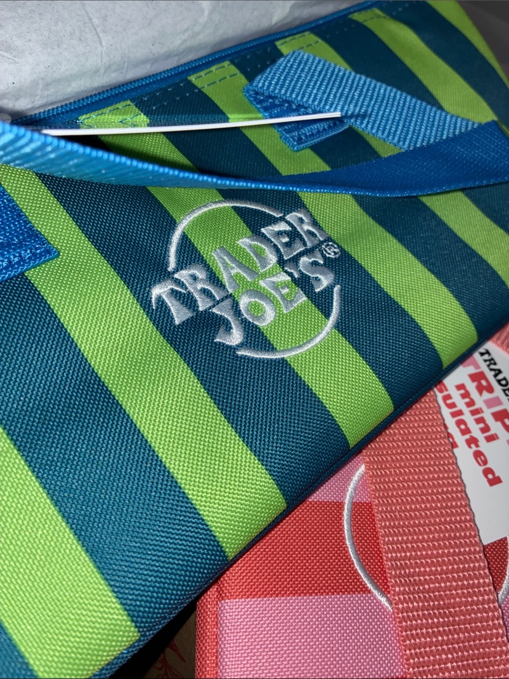 (2) Trader Joe’s Striped insulated tote bags